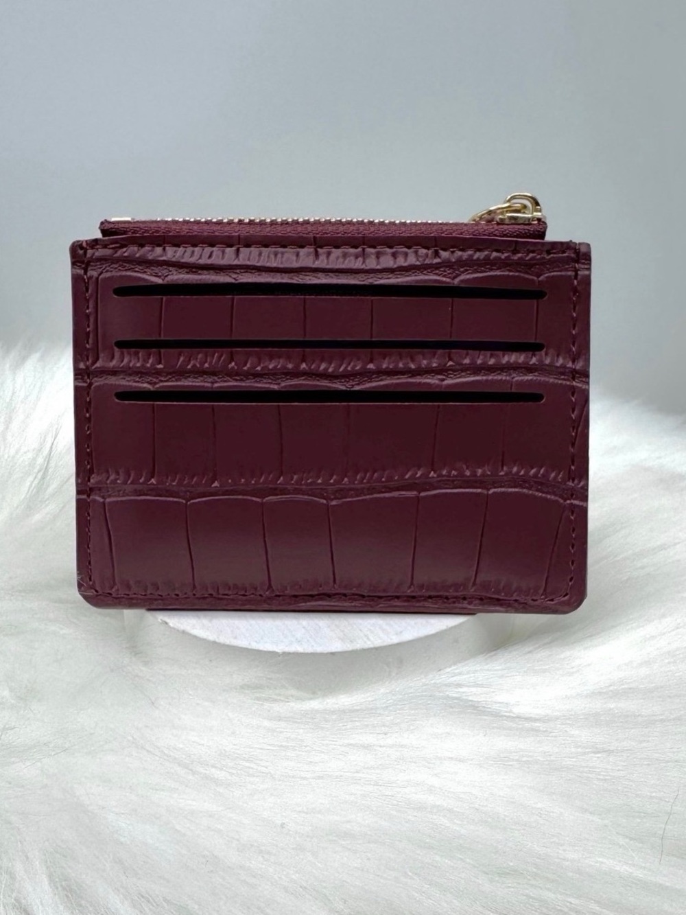 Cute Small Burgundy Card Wallet - Picture 4 of 4